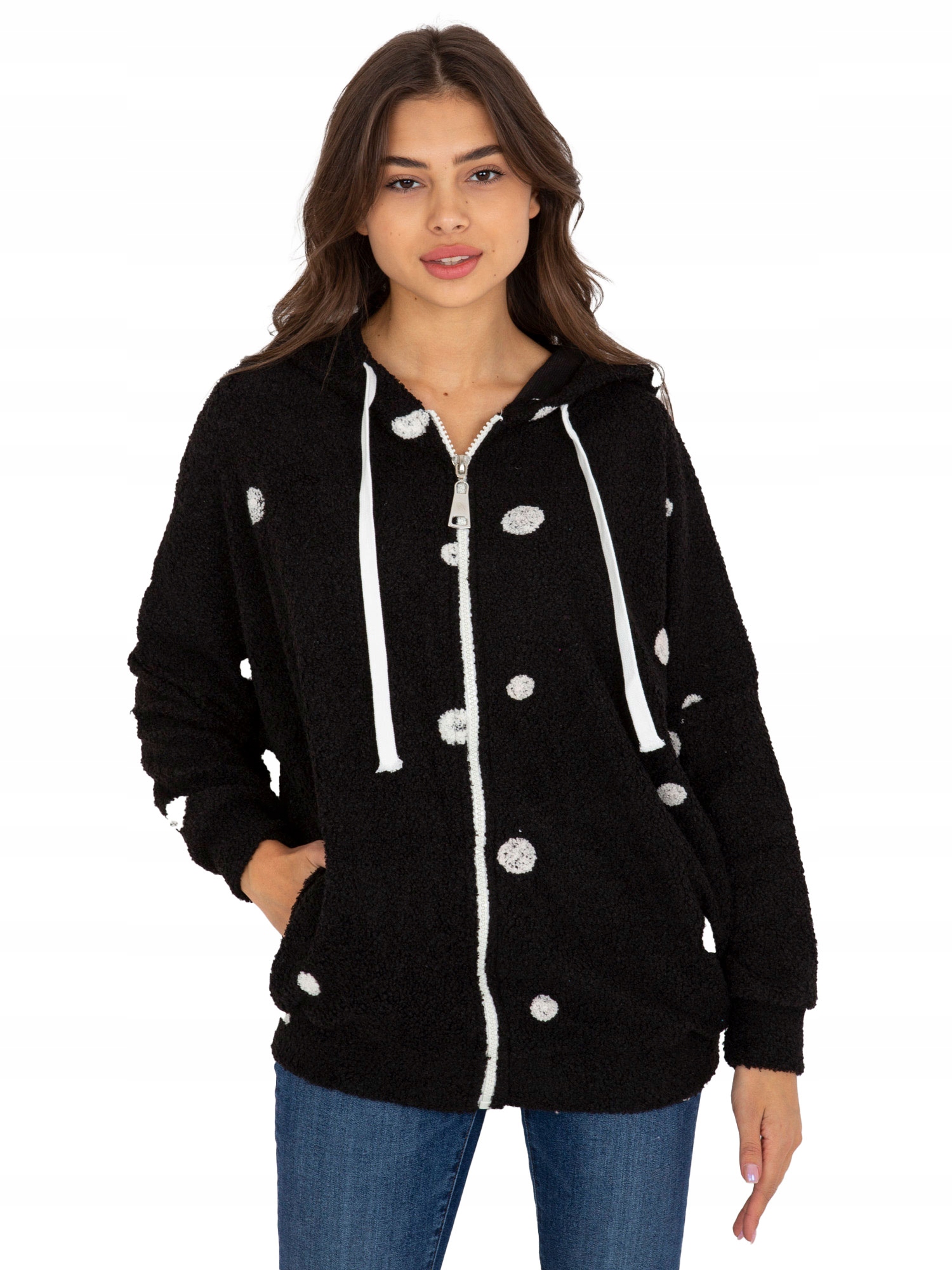 

Pluszowa Bluza Damska rozpinana z kapturem