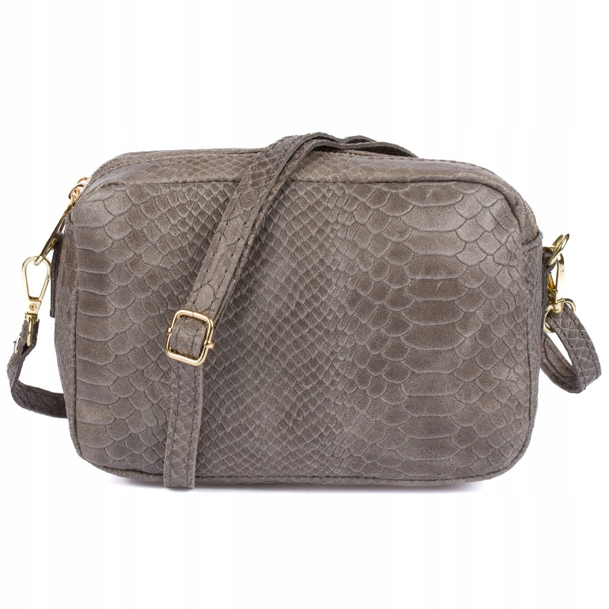 Šedá dámská kožená kabelka přes rameno s italským croco kufřík Beltimore P12