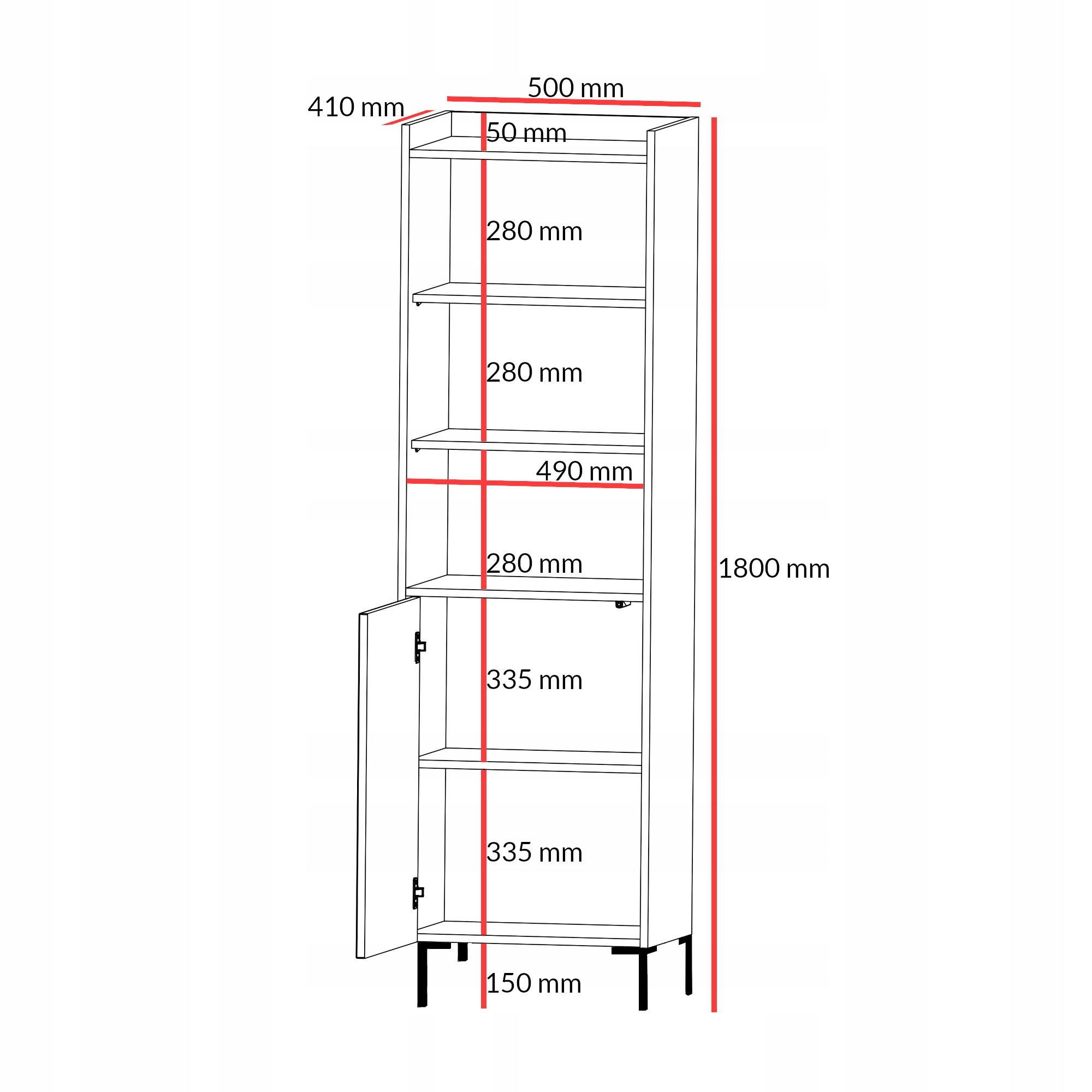 Regał z drzwiami uchylnymi Liam 50 Dąb Cremona