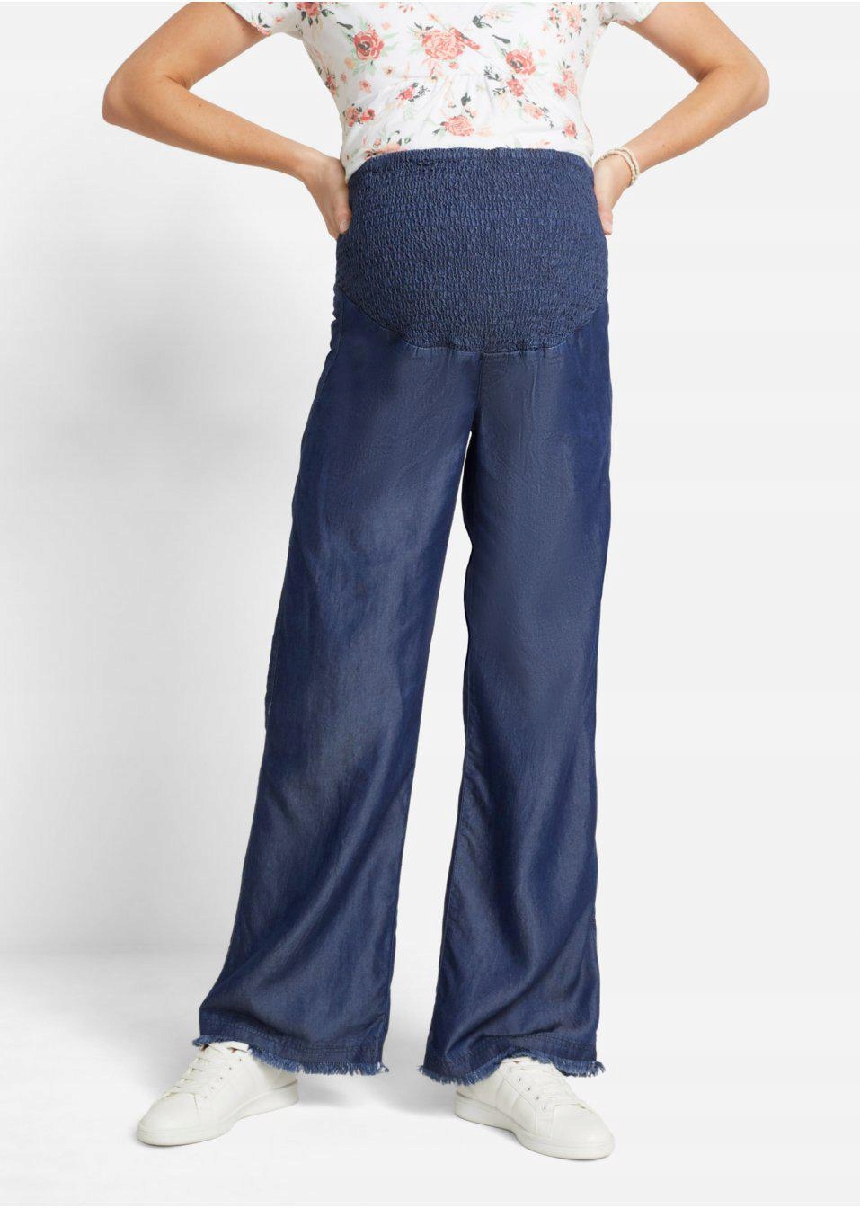 BONPRIX S30 JWI CIĄŻOWE GRANATOWE SPODNIE Z SZEROKIMI NOGAWKAMI _/ 46 Marka Bonprix