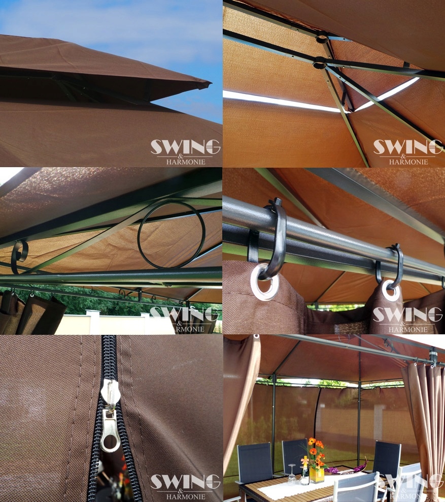 PAWILON OGRODOWY 3x4 NAMIOT OGRODOWY ZASŁONY MOSKITIERA OŚWIETLENIE LED Rodzaj poszycia PVC