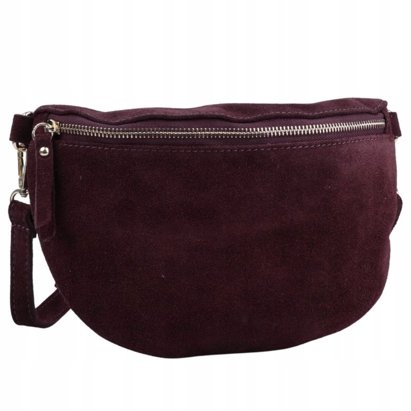 Bordowa torebka zamszowa włoska listonoszka burgund zamsz naturalny skóra