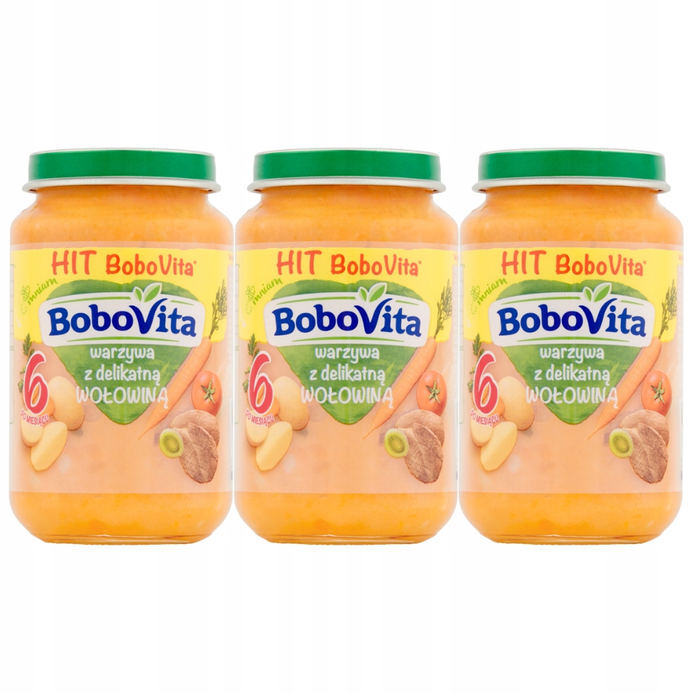 BOBOVITA Warzywa z delikatną wołowiną 3x190g KD