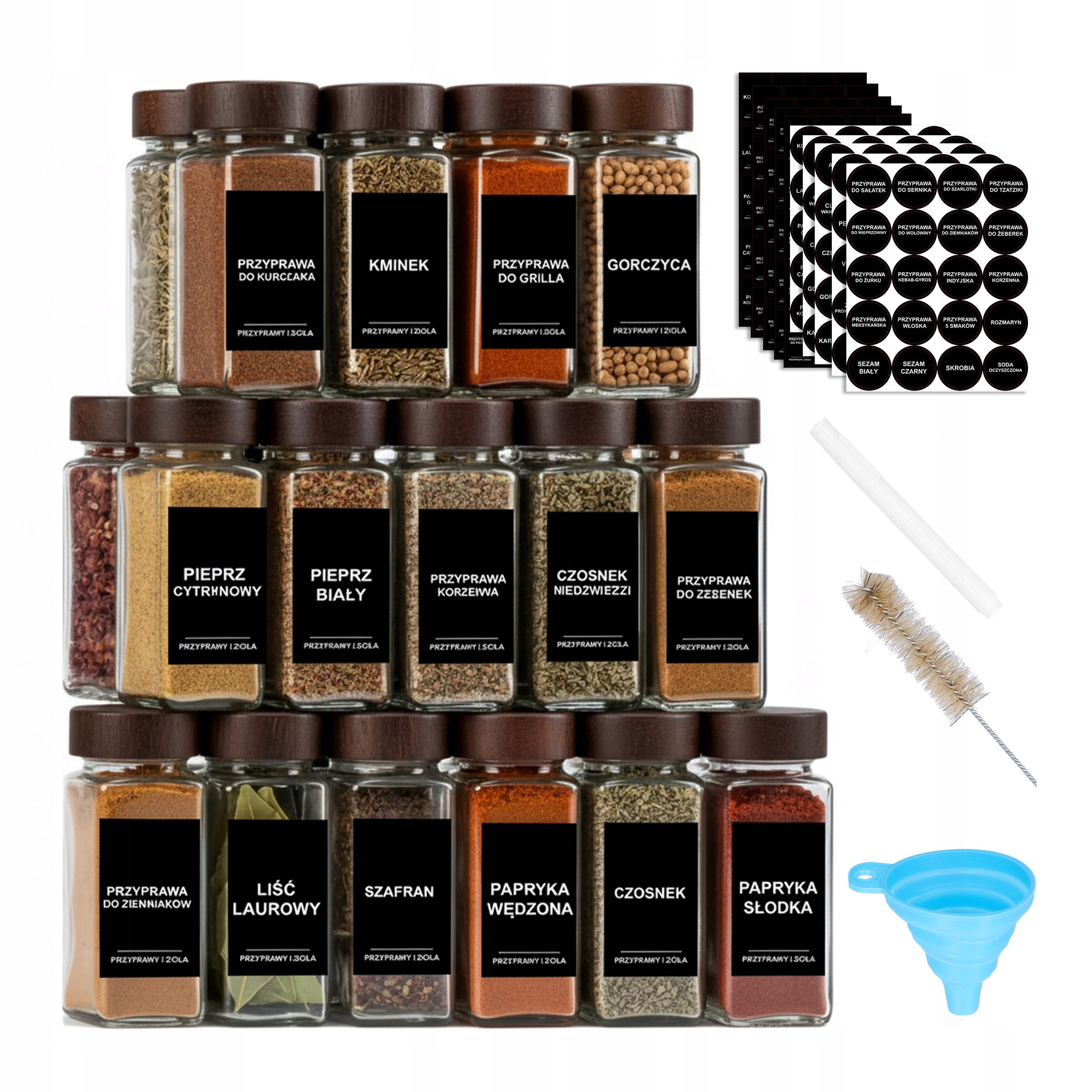 24X Pojemniki Słoiczki Na Przyprawy Szklane 120 ML Przyprawnik Organizer