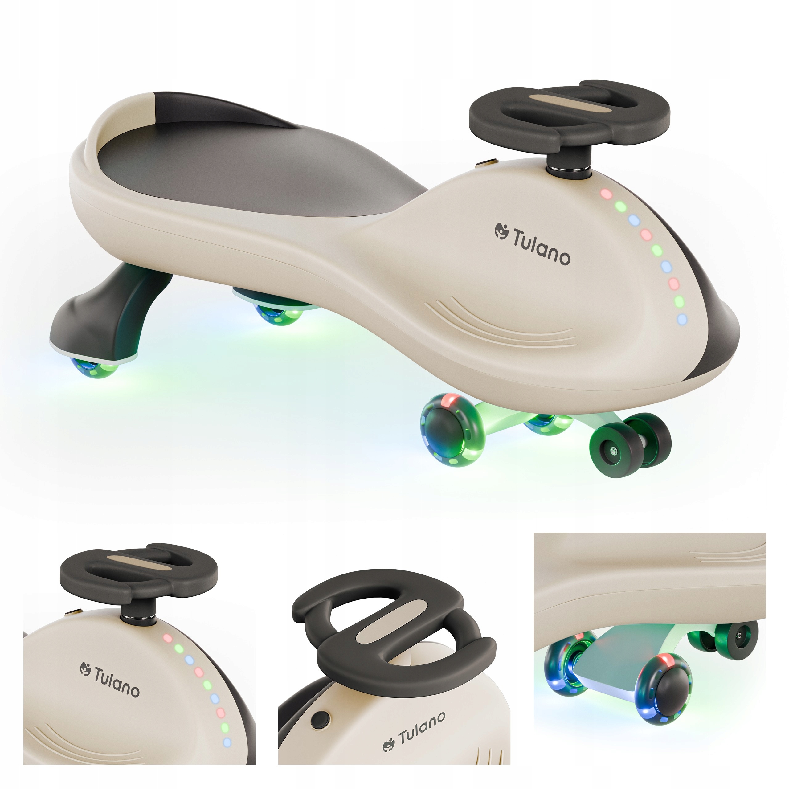 Tulano Jeździk grawitacyjny Led Focus 35 3+ kierownica 360° Beige