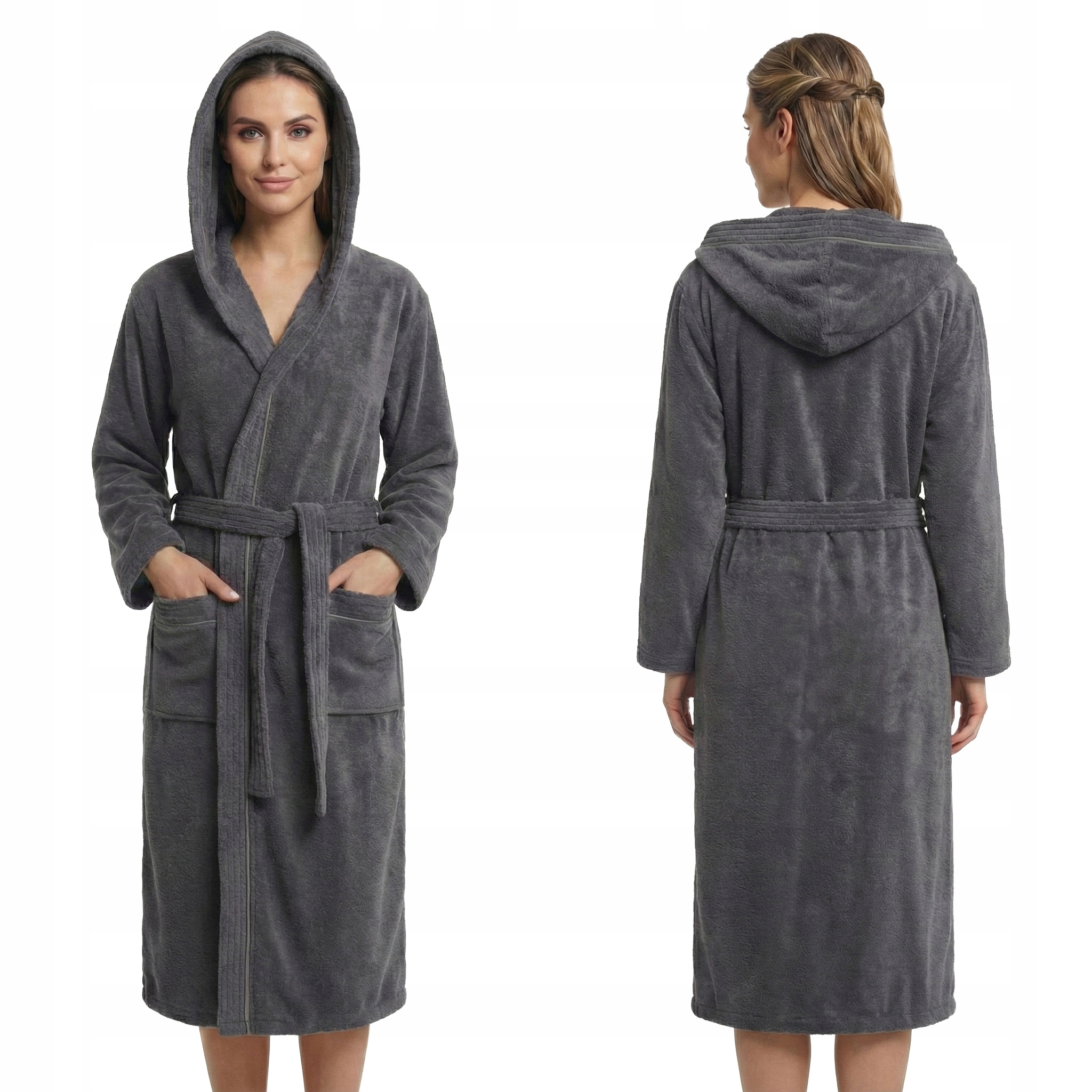 Dámský župan Tlustý 100% Bavlna Froté Kapuce Luna Spa Šedá XXL