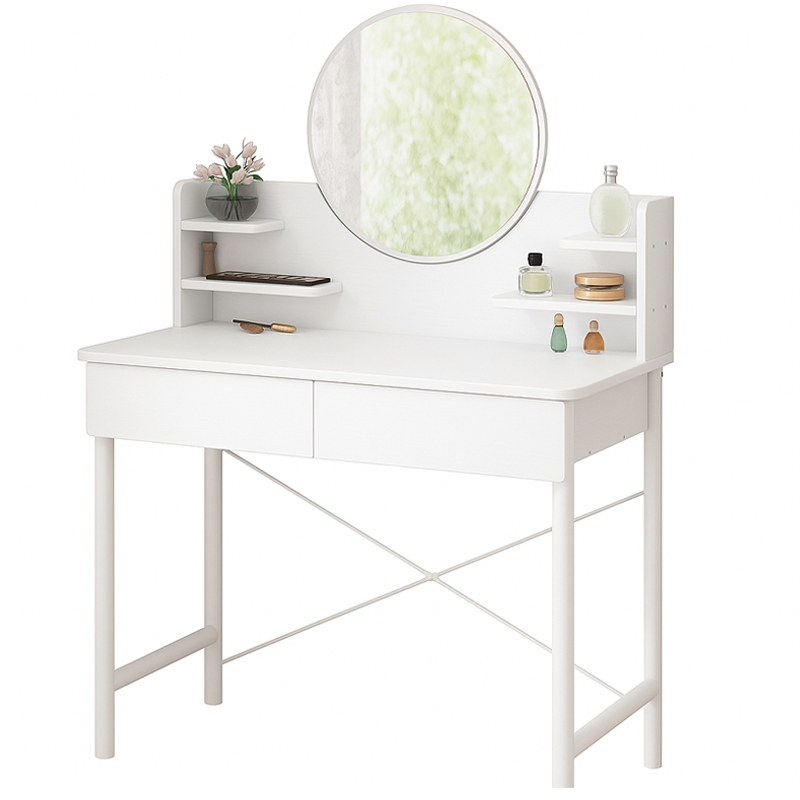 Toaletní Stolek V Bílé Ložnici Se Zrcadlem A Moderními Zásuvkami