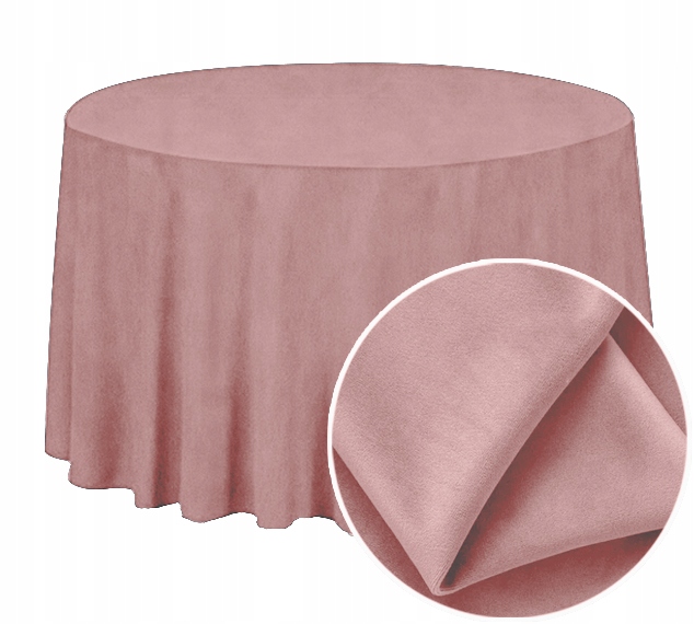 Obrus okrągły, Matowy Welur, 320cm, pudrowy róż