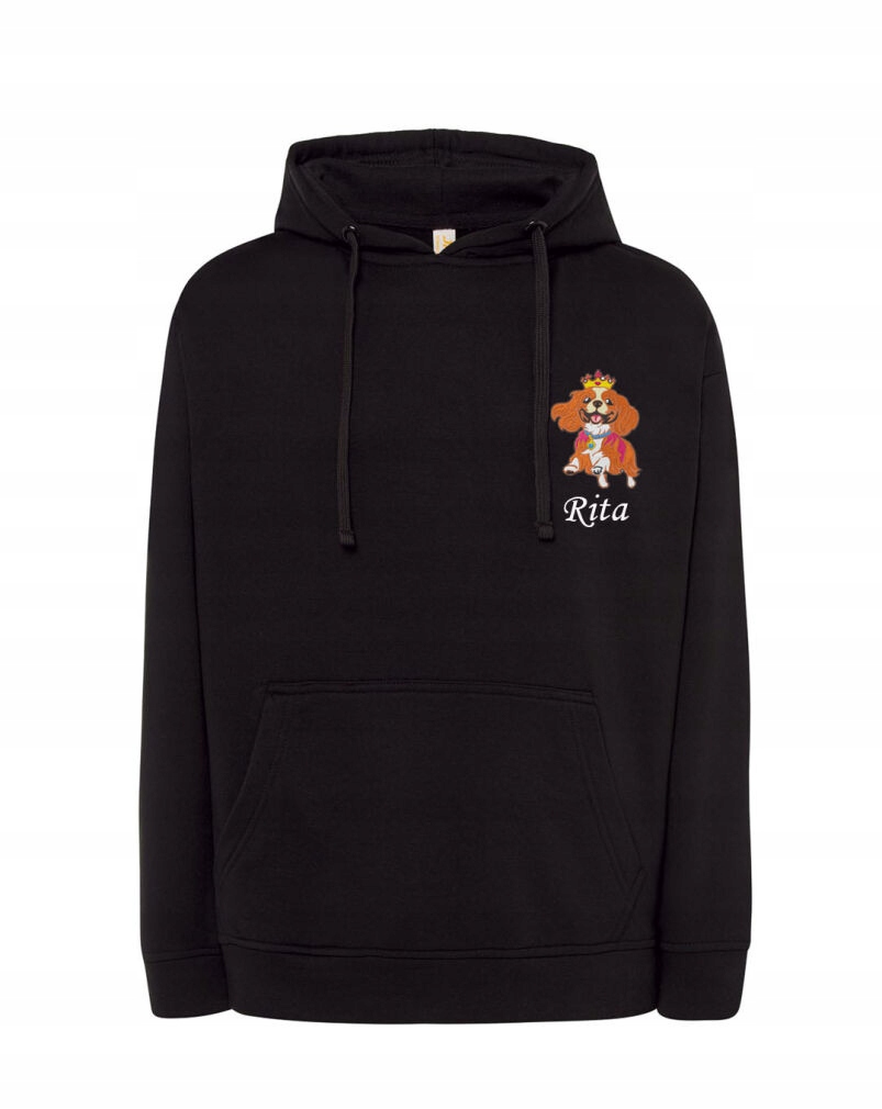 Mikina S Cavalier King Charles Spaniel Jméno Psa Výšivka Over Size Černá S