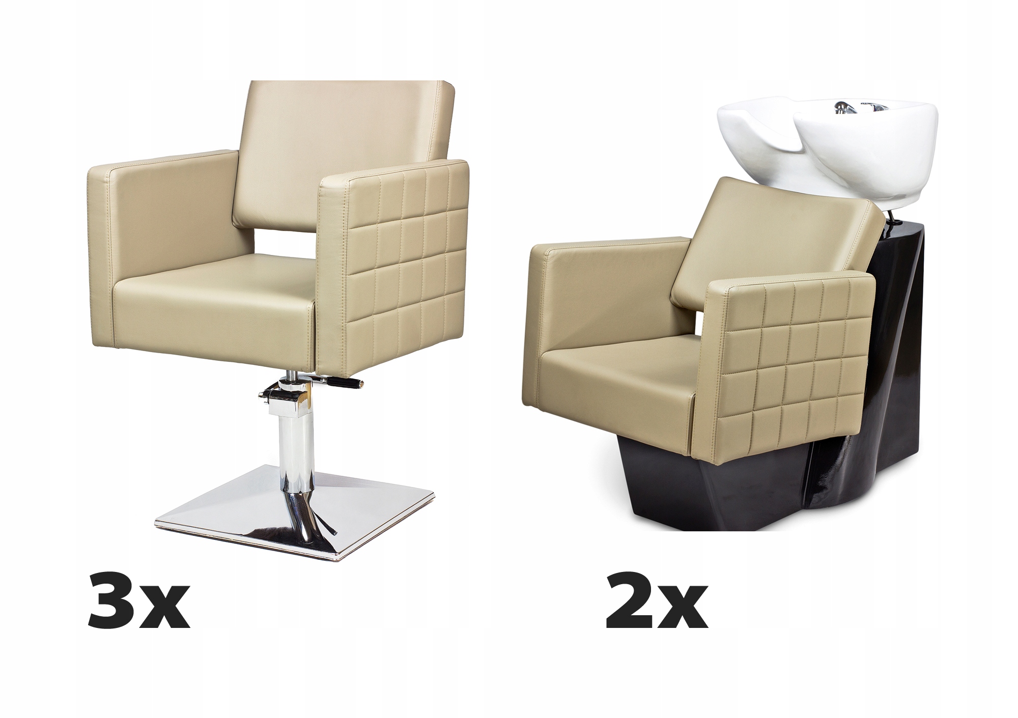 3 x Kadeřnické křeslo +2 Kadeřnická myčka Cubo