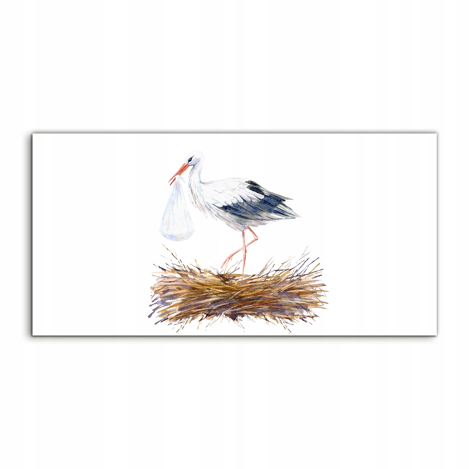 

Fotoobraz 100x50 z nadrukiem Ptaki Bocian Akwarele