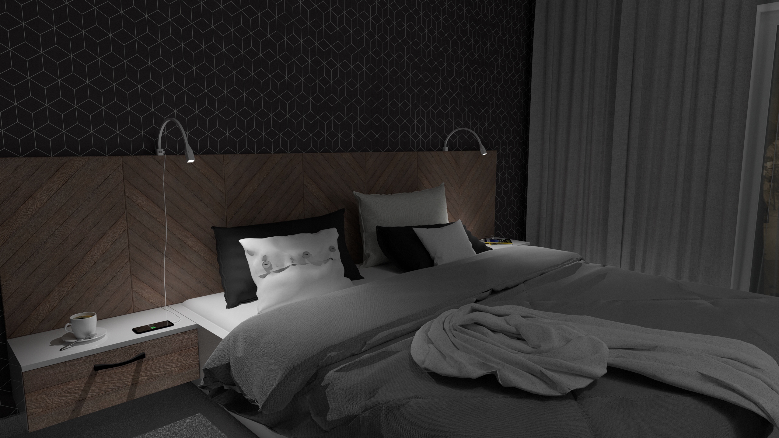 Zestaw lampek nocnych FLEXI LED do łózka sypialni Kolor biały