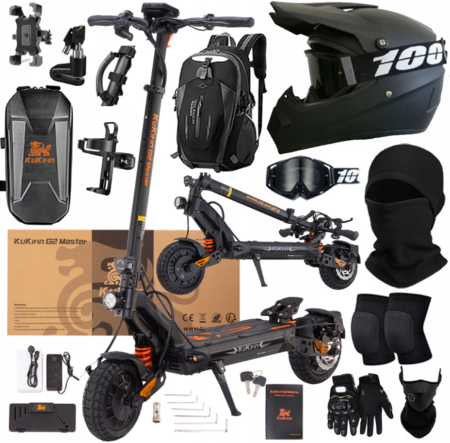 KuKirin G2 Master 2400W 52V 20,8AH, 60 km/h, dojezd 70 km, 10" terénní koloběžka Dárky