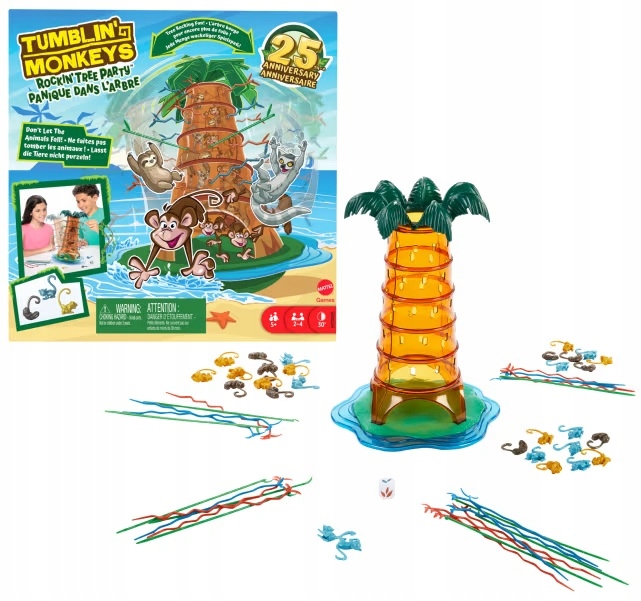 Gra zręcznościowa Spadające małpki Zabawa na drzewie rodzinna Mattel 8849