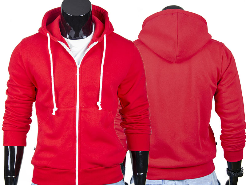 Červená rozepínací pánská mikina s kapucí Lamon M