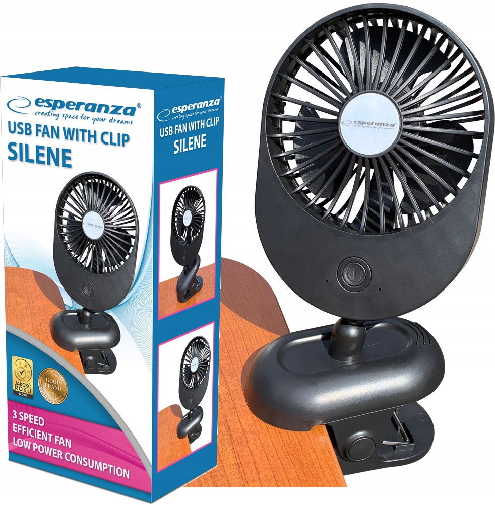 WENTYLATOR WIATRAK USB Z KLIPSEM ESPERANZA MOCNY