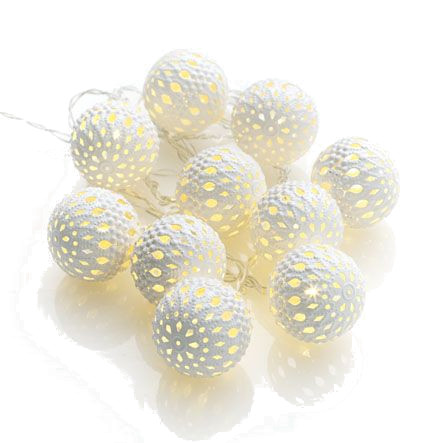 

Lampki ażurowe kule białe Led metalowe 10LED