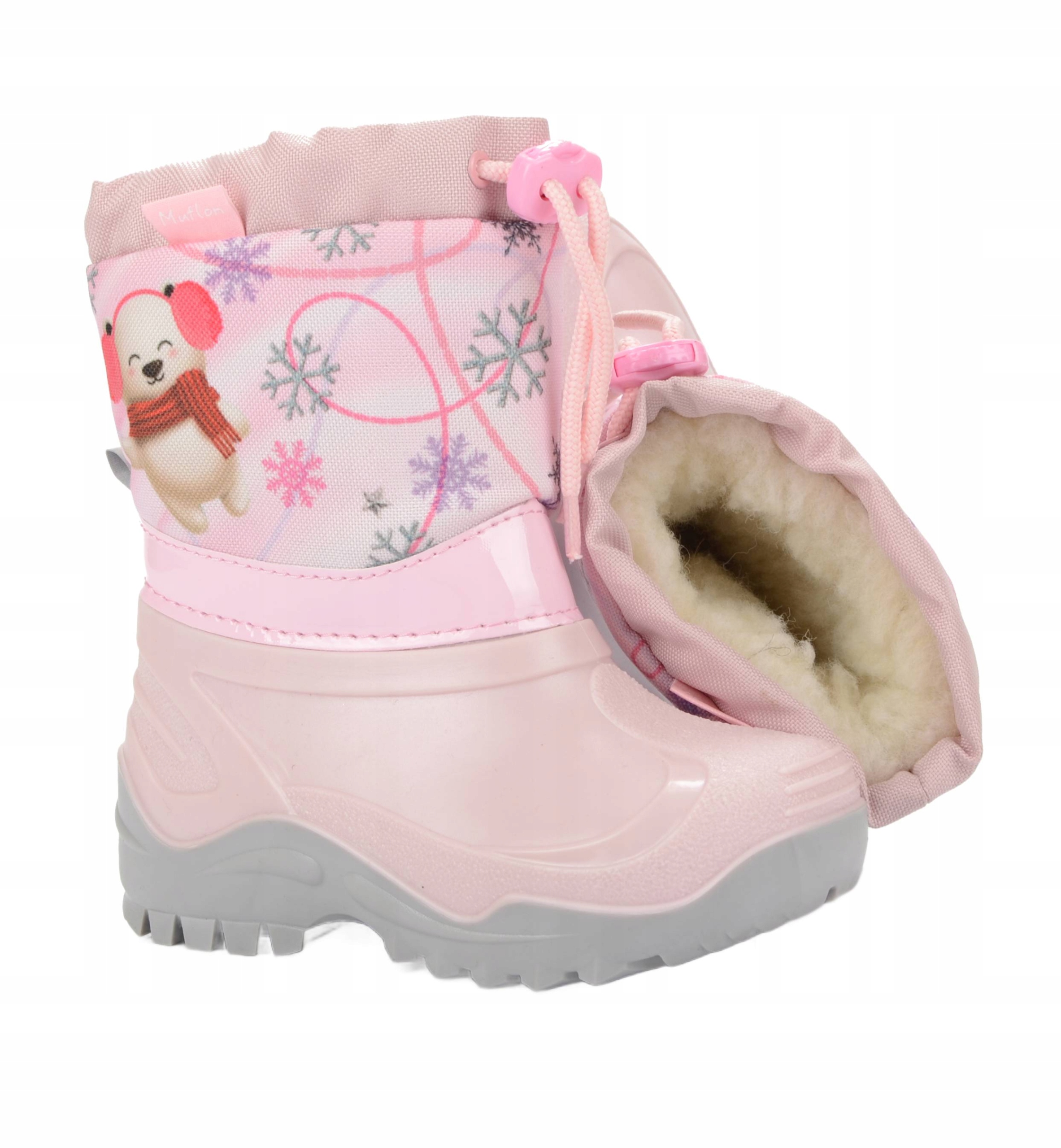 Muflony Śniegowce Ocieplane Wełną Wodoodporne Różowe Pink Bear R 31/32