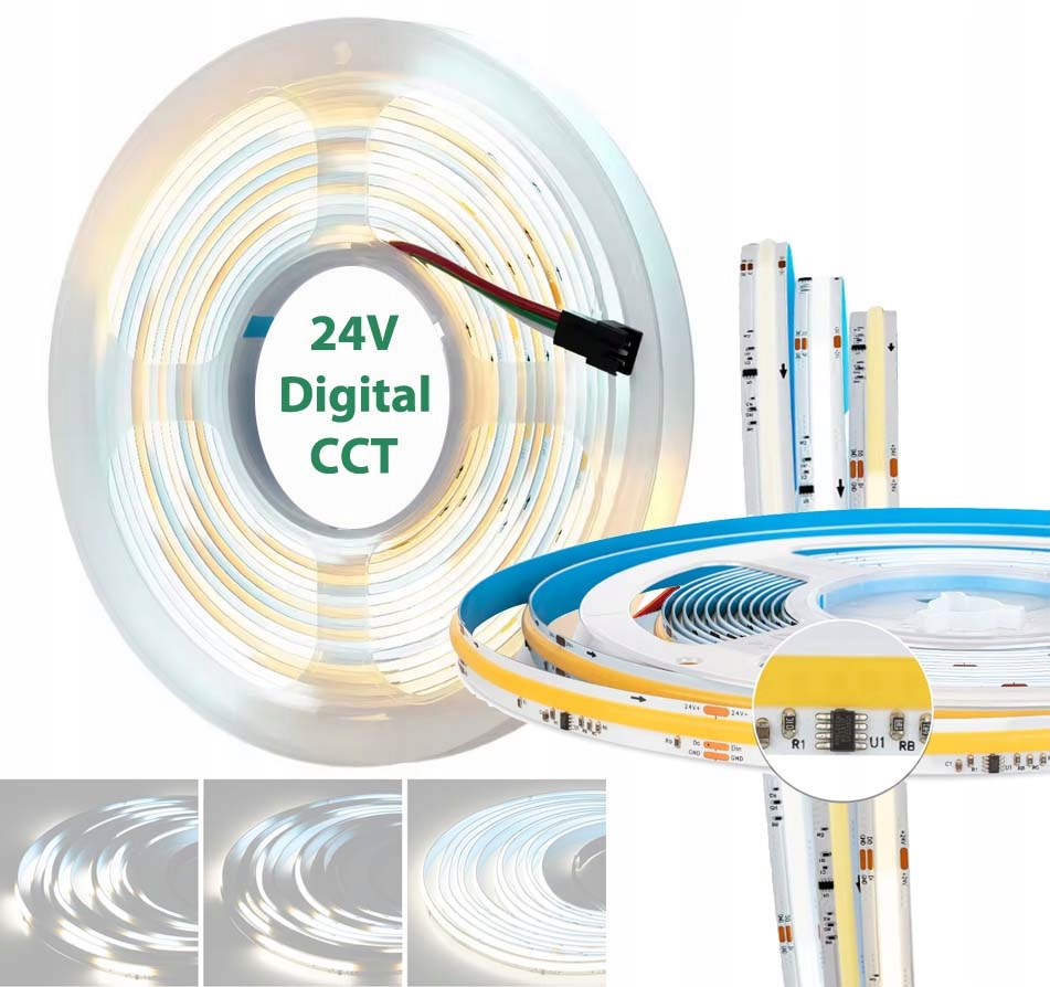 TAŚMA LED COB IP20 24V 576d Magic Pixel PŁYNĄCA CCT WS2811 cyfrowa 1m