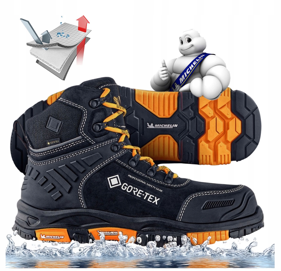 BUTY LEKKIE WODOODPORNE Męskie Trekkingowe Membrana GORE-TEX MICHELIN