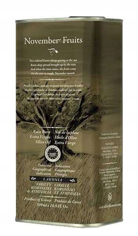Levně Řecký extra panenský olivový olej November Fruit Plechovka 1 litr Čerstvá sklizeň