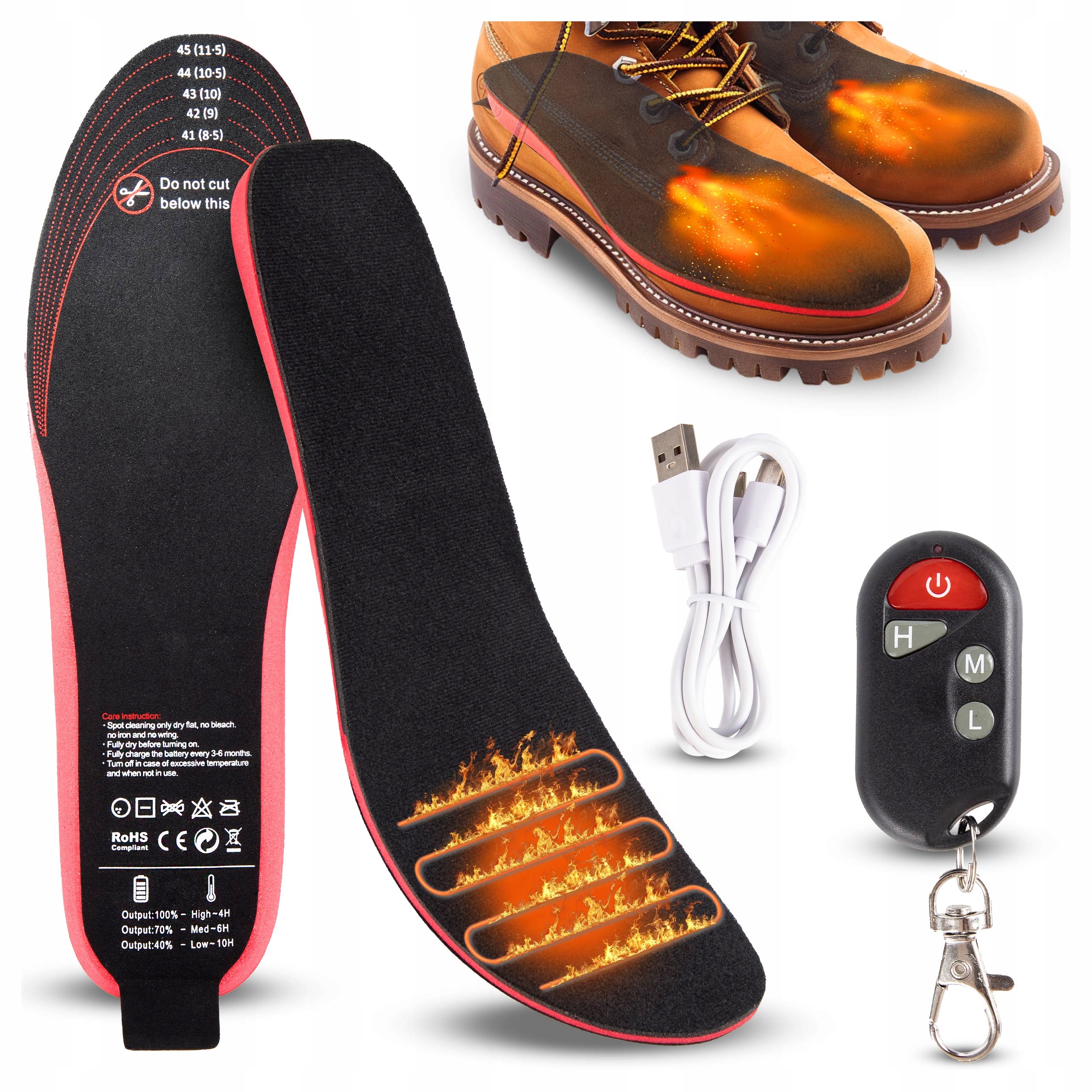 Elektricky vyhřívané vložky do bot s dálkovým ovládáním 35-40