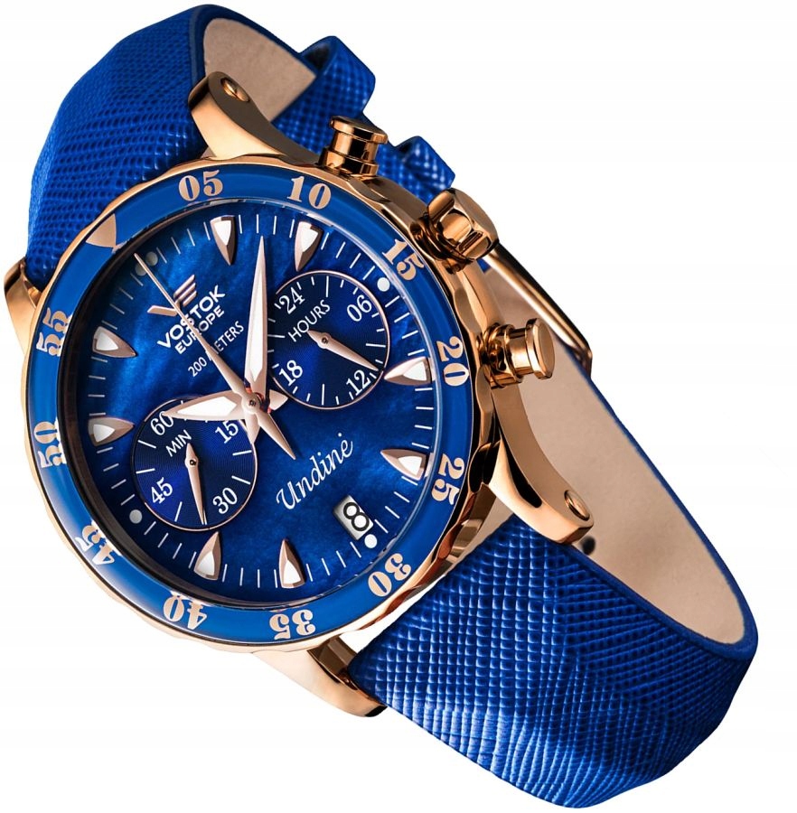 Módní Prémiové Dámské Hodinky Vostok Europe VK64-515B670 Blue Undine Sada