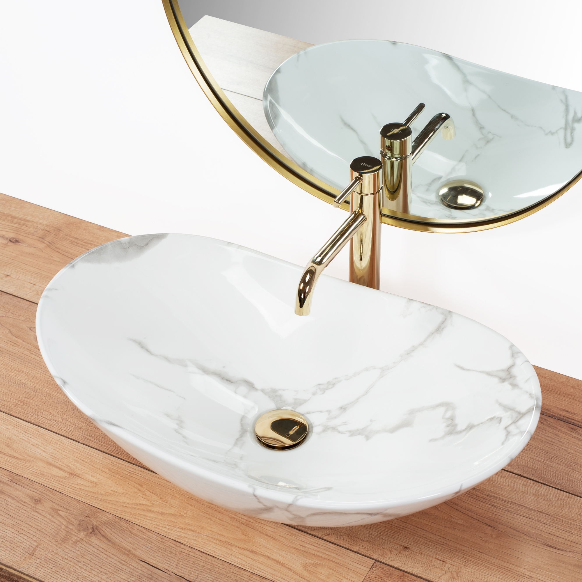 Umywalka Ceramiczna Nablatowa ROYAL MARMO SHINY Rodzaj owalna