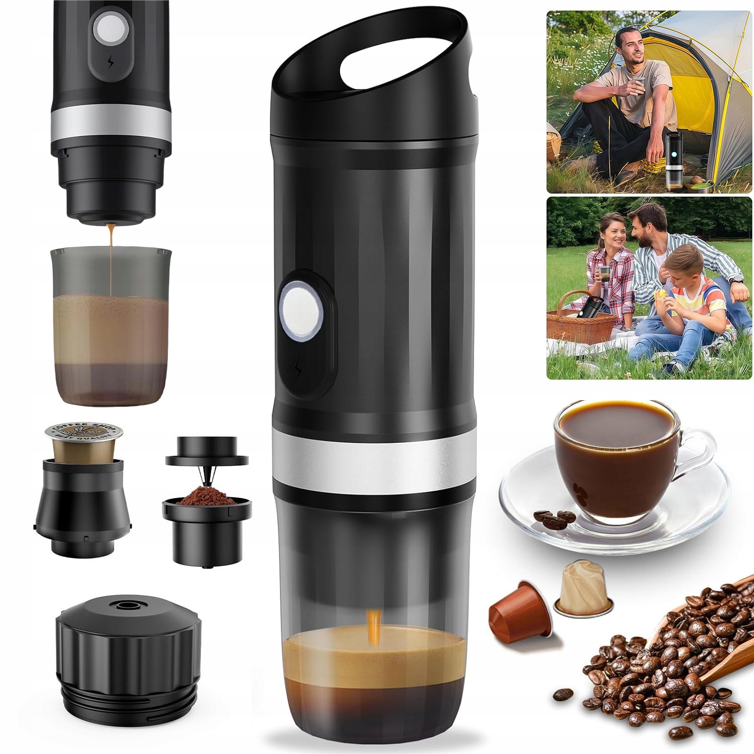 Přenosný Elektrický Espresso Kávovar Malý Bezdrátový 9600MAH 100ML