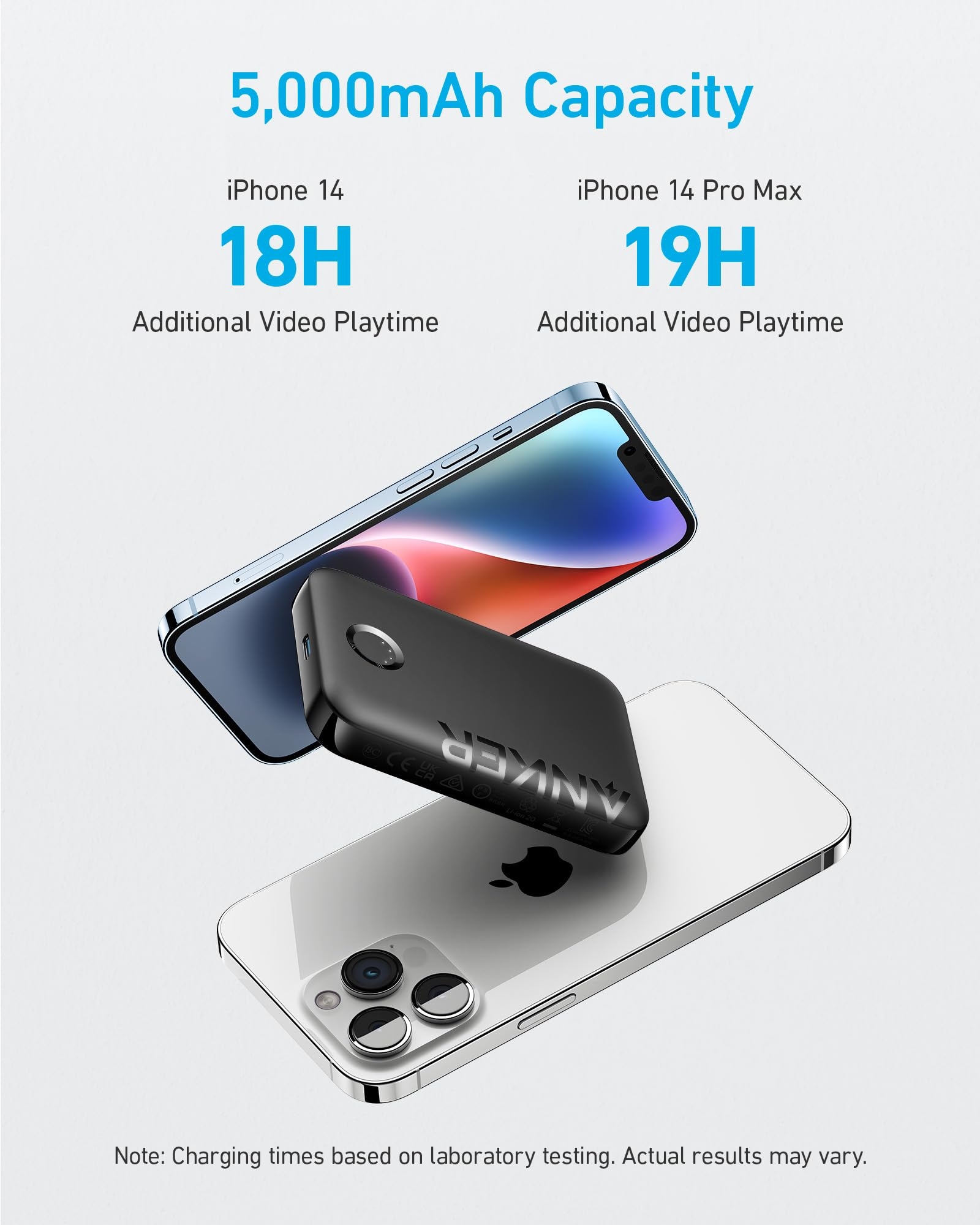 ANKER Kompatybilny Bezprzeowdowy Magnetyczny Powerbank Czarny 5000 mAh — miniatura 4
