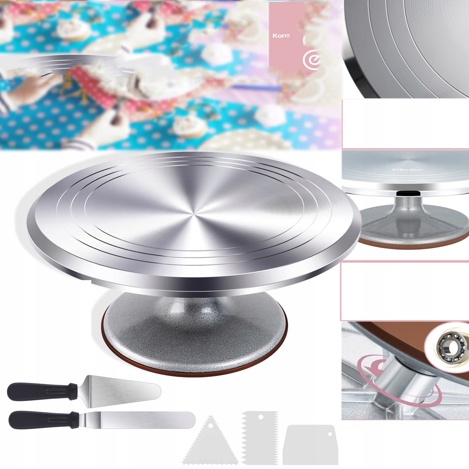 30 CM Profesionální Kovový Otočný Talíř Pro Zdobení Dortů Podnos