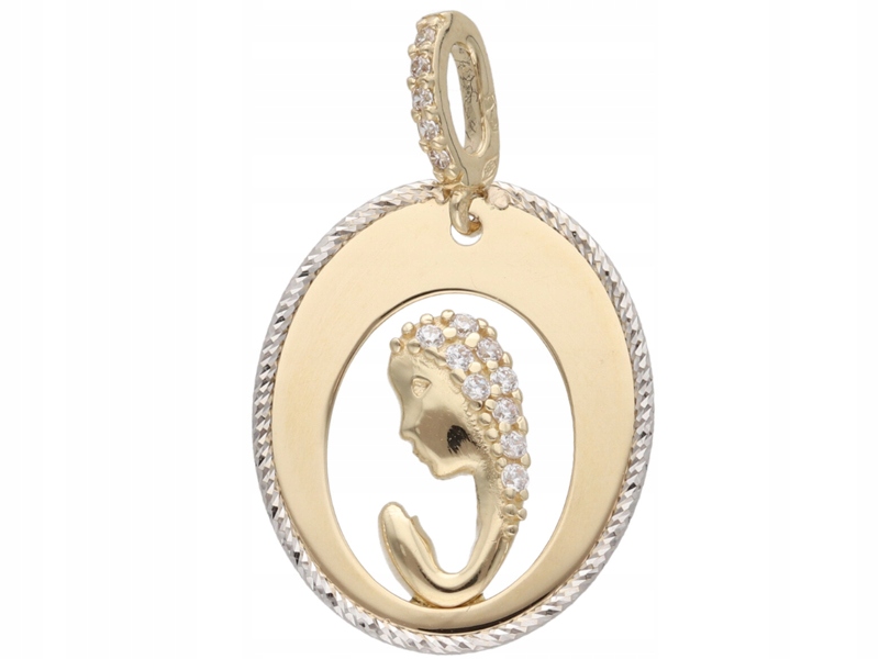 Zlatý medailonek 585 Křest Matka Boží v oválu 1,5g I Svaté Přijímání jako dárek