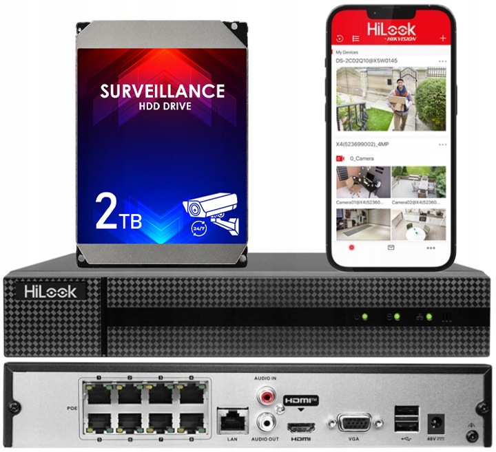 Ip rekordér 8ch pro kamery do 8Mpx NVR-108MH-C/8P Hdd 2TB Součástí Balení