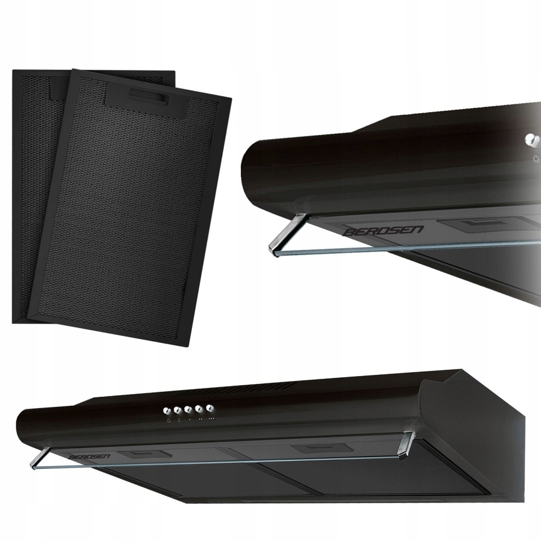 Okap kuchenny podszafkowy pochłaniacz 60 cm Berdsen BE-10-A czarny Berdse