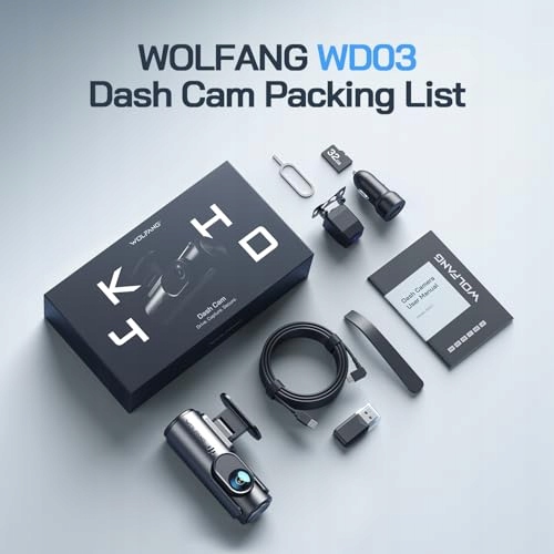 WOLFANG Kamera Samochodowa 4K WiFi 32GB Ultra Nocny Widok 170° WDR G-Sensor — miniatura 9