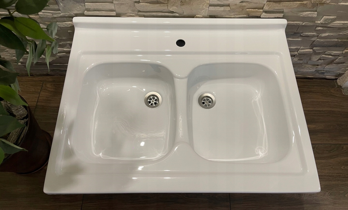 ZLEWOZMYWAK 80x60 BIAŁY DWUKOMOROWY Z OTWOREM NAKŁADANY NA SZAFKĘ SYFON Informacje dodatkowe otwór na baterie