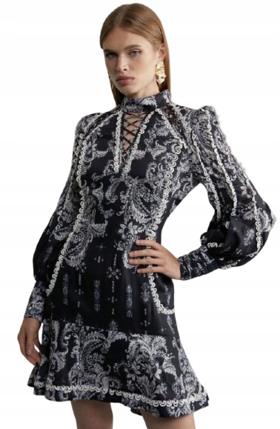 Karen Millen Pro Nízké Dámské Šaty Černá S Vzorem 36 B1F