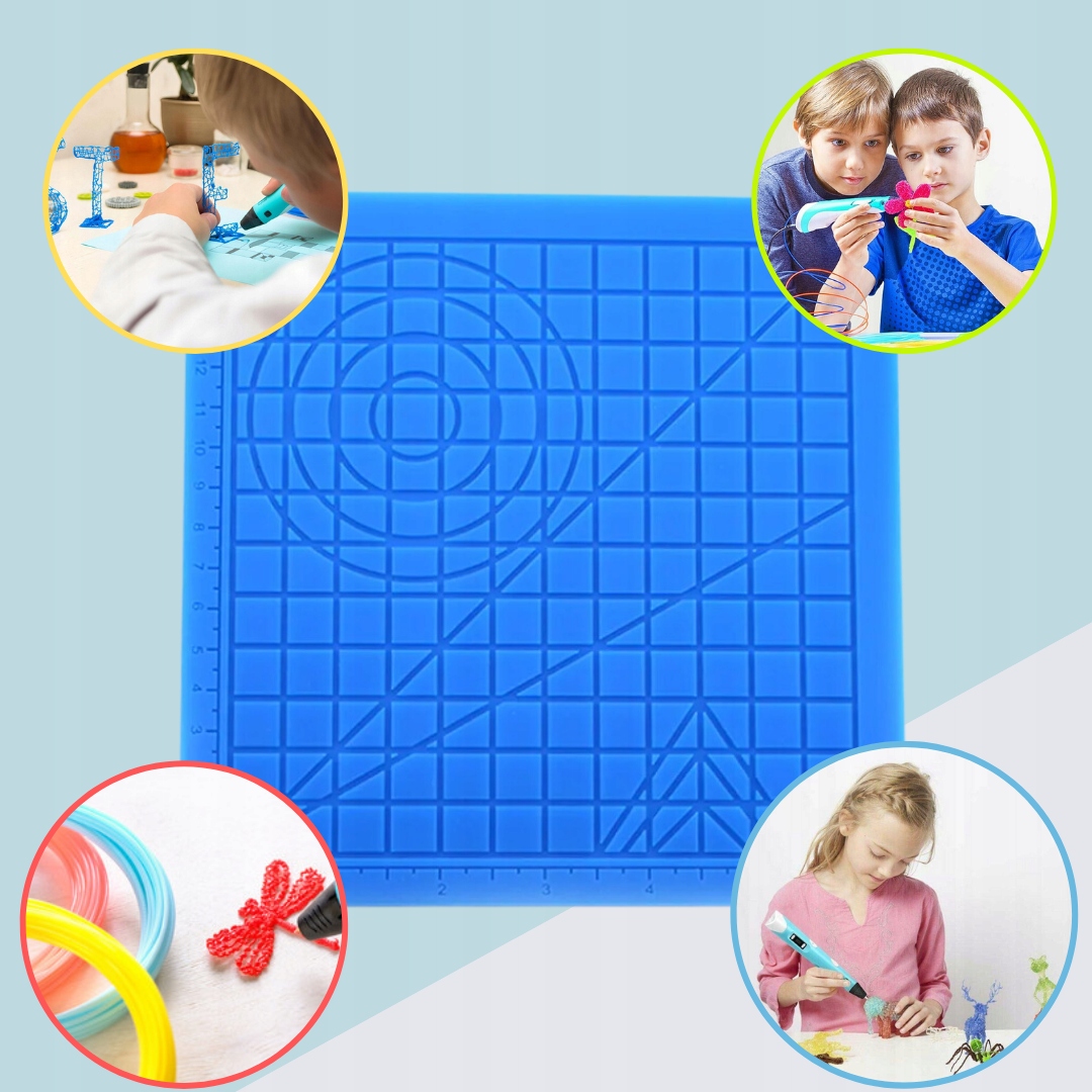 MATA SILIKONOWA DLA DŁUGOPIS 3D DO DRUKOWANIA FORMA SZABLONY 3D PODKŁADKA Wiek dziecka 3 lata +