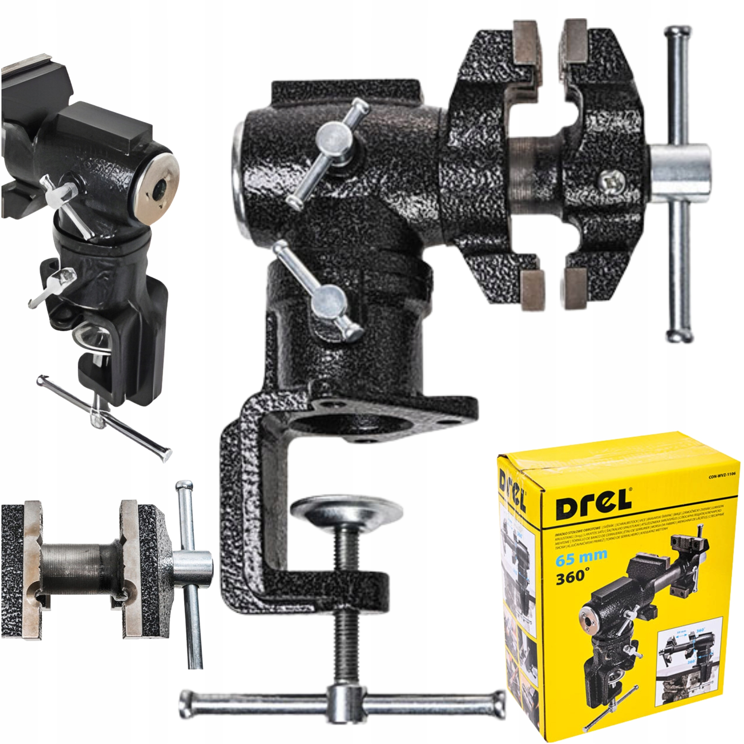Drel Stolní Svěrák Otočný 360 Stupňů Multifunkční Litinový 65 mm