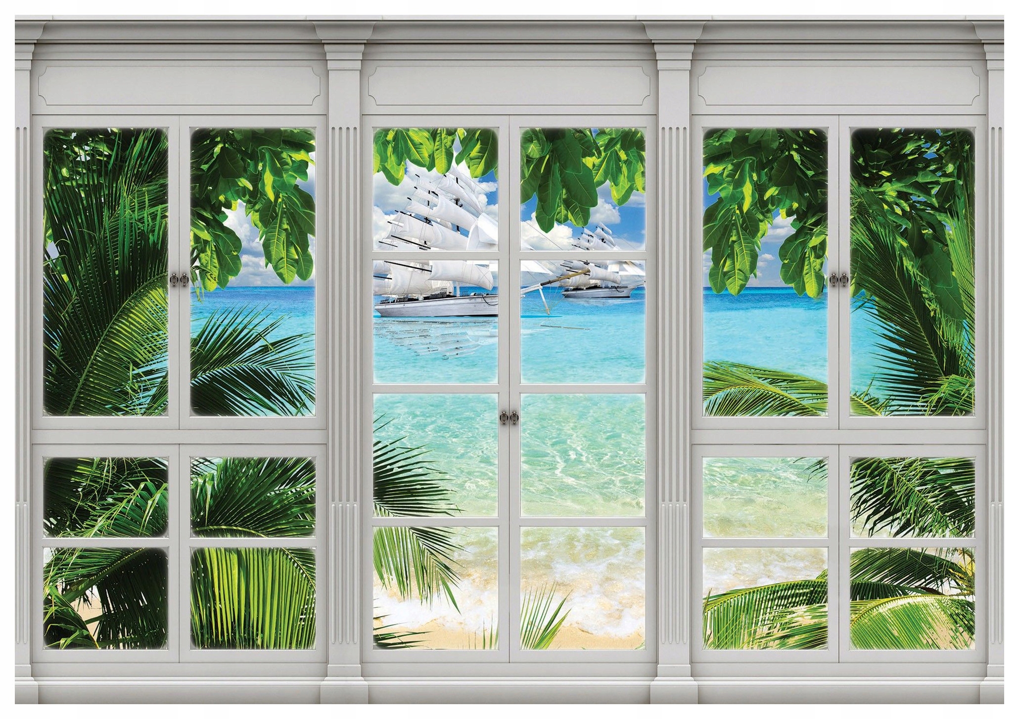 Vliesová fototapeta Pláž Palmy Moře Tropiky Pohled 300x210 lepidlo