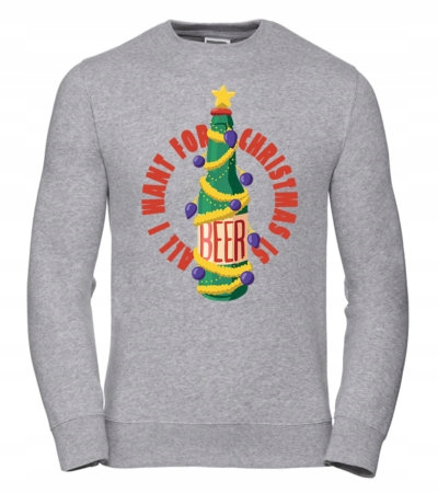 Pánská Mikina Beer Christmas XL Šedá Dárek k Vánocům pro něj muže manžela