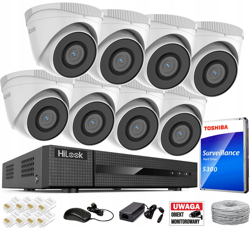 Monitorovací sada 8 kamer 5MPx HiLook rekordér 1TB disk