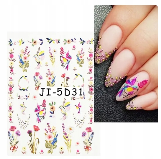 NAKLEJKI NA PAZNOKCIE SAMOPRZYLEPNE KWIATY 5D