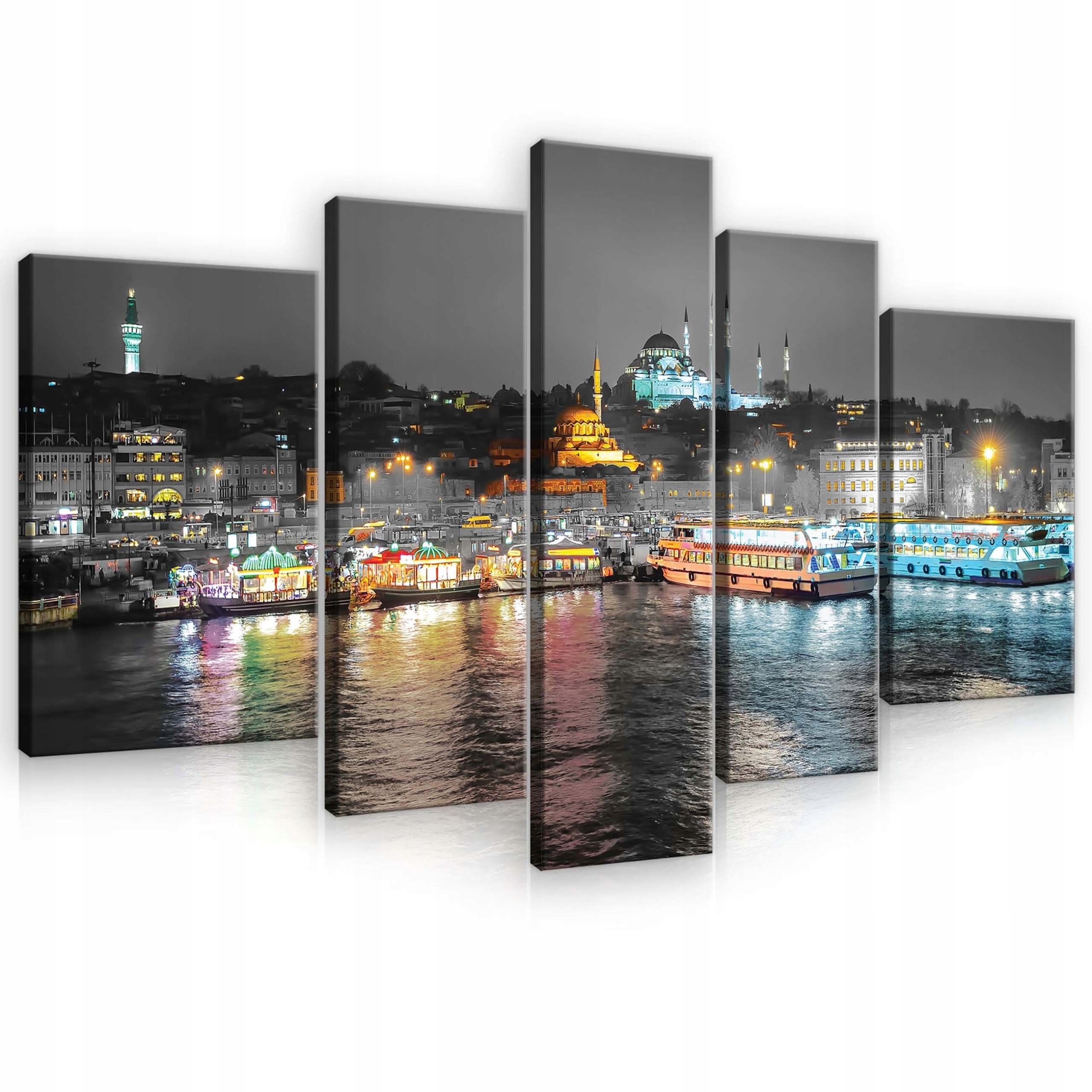 Obraz 170x100 Istanbul v noci mestská krajina Bosfor mešita lode odrazy