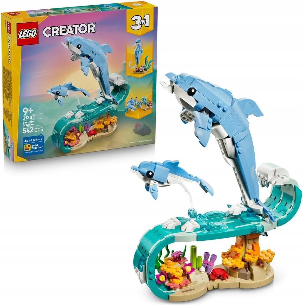 Lego Creator 31385 Delfín Mořská zvířata 3v1 Mořský koník Krab 9+