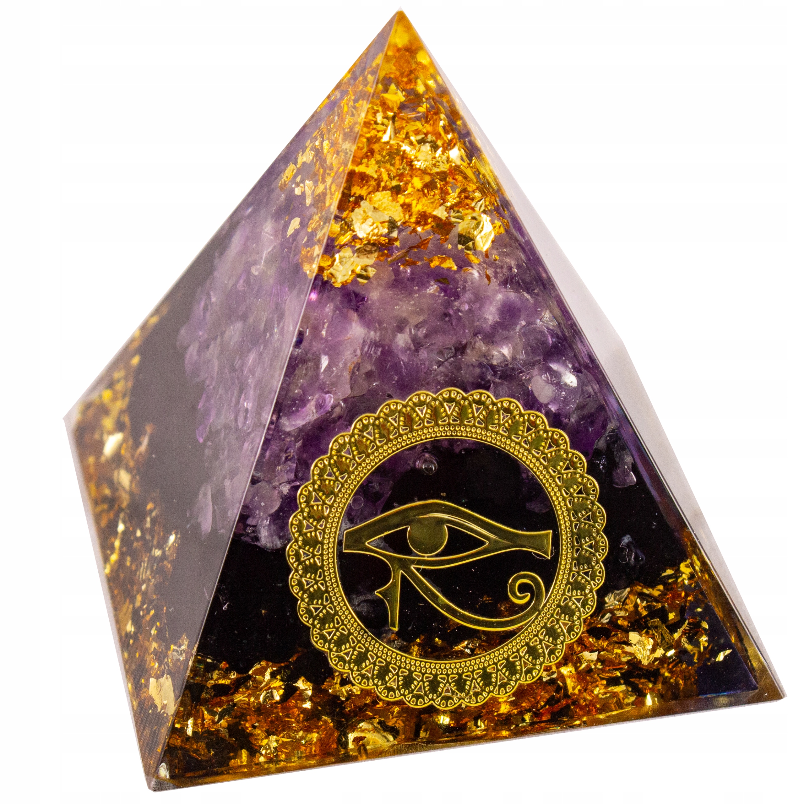 Pyramida Orgonit Obsydian Ametyst Horovo Oko Harmonizace Čaker Reiki 5 cm