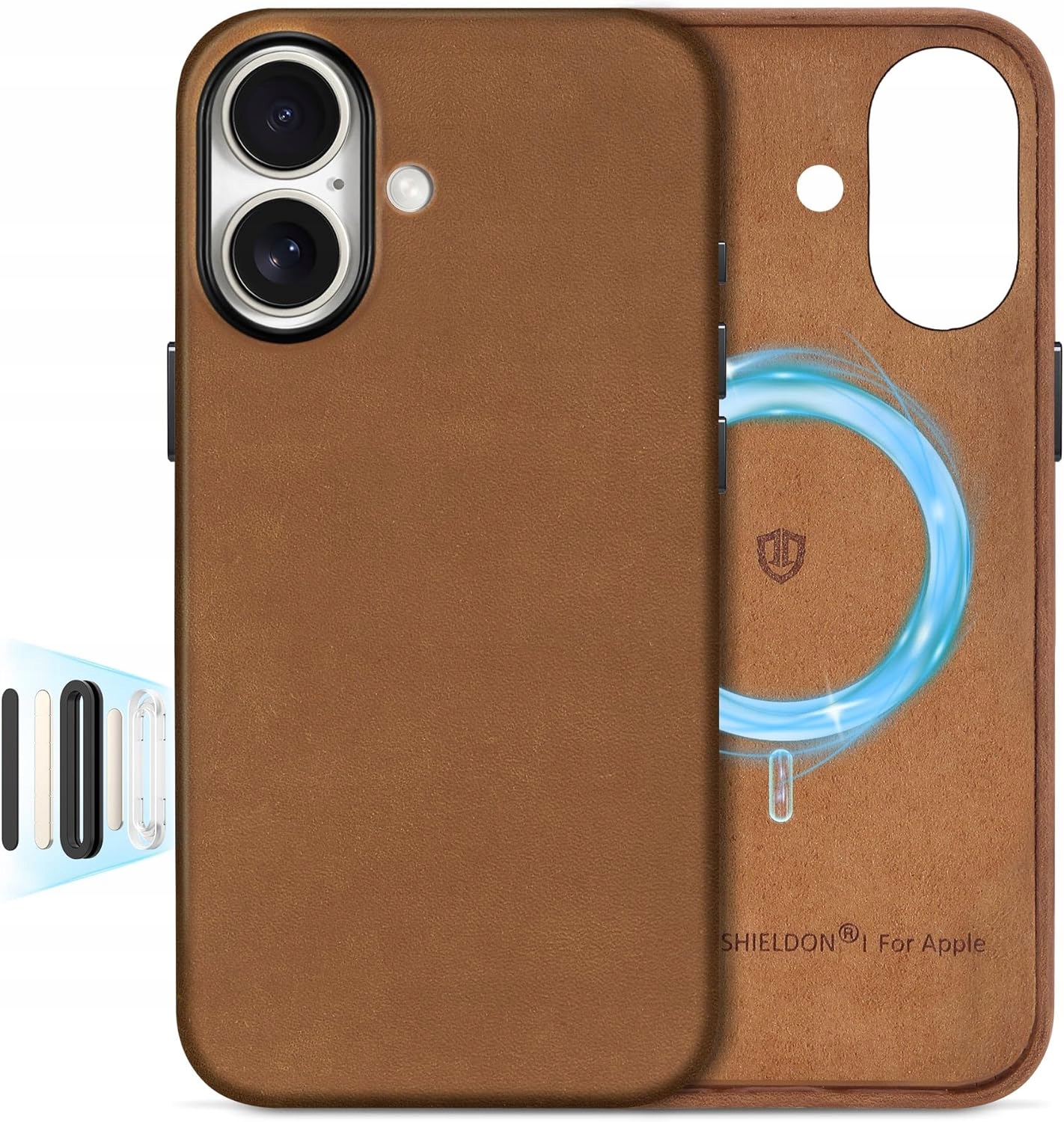 Pouzdro Zadní Kryt Shieldon pro iPhone 16 MagSafe Pravá kůže Hnědá