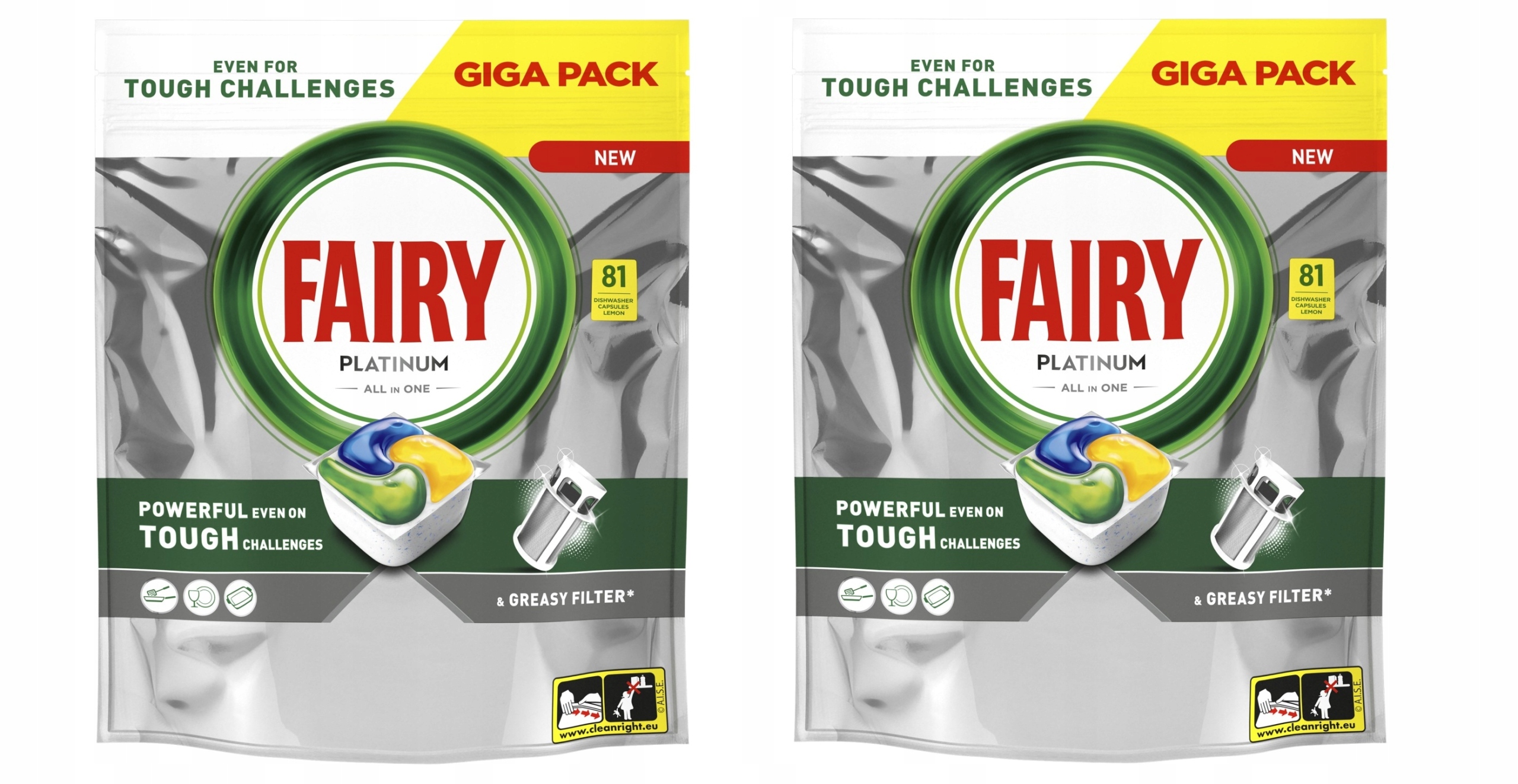 Fairy Platinum All in One Lemon Kapsułki do zmywarki cytrynowe 2x81 szt.