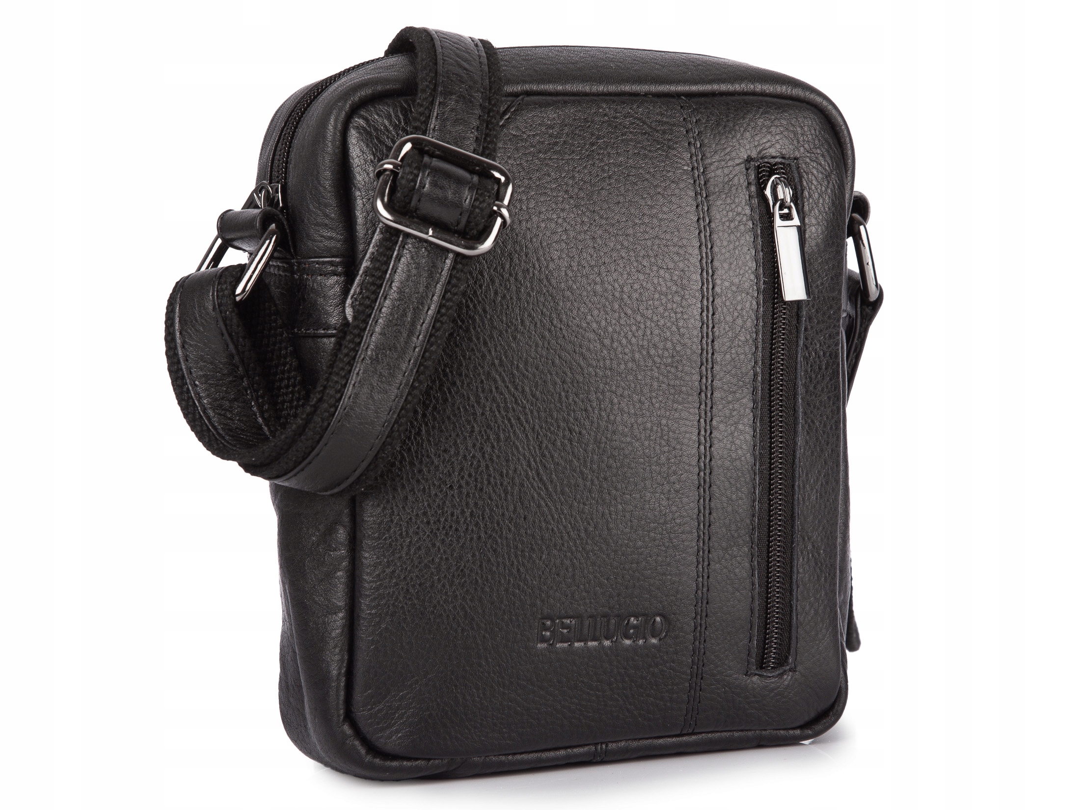 Pánská taška na rameno kožená z přírodní kůže, černá, městská