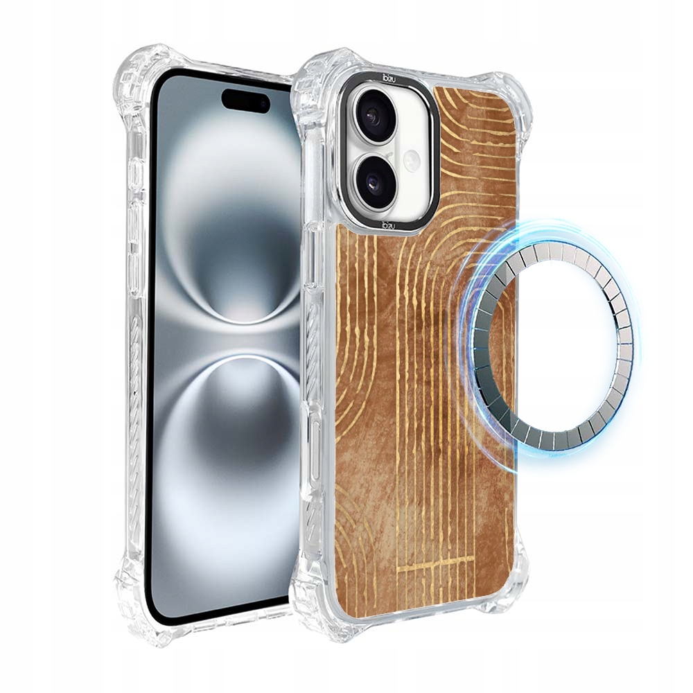 Pouzdro pro iPhone 16 Ibizu DropGuard Ultra s MagSafe, geometrické linie